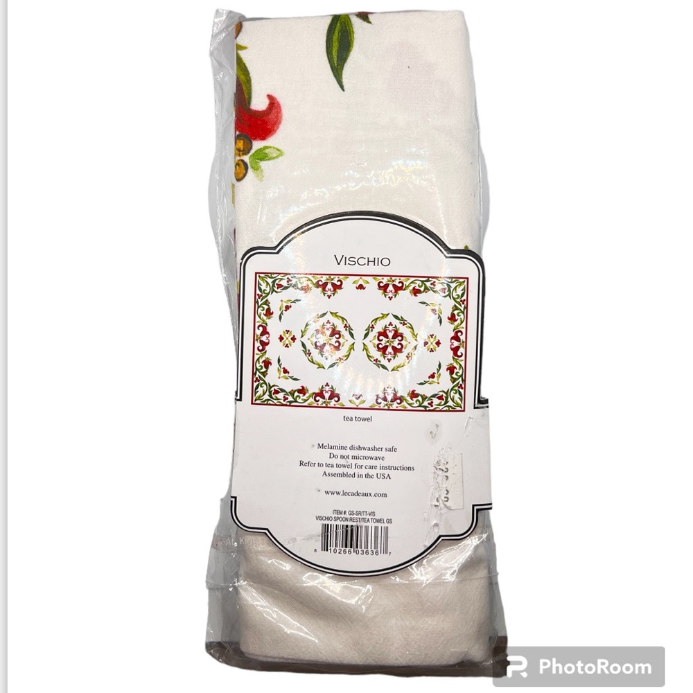 Le Cadeaux Art de La Table Vischio Melamine Spoon Rest & Tea Towel Set Floral - Picture 2 of 10